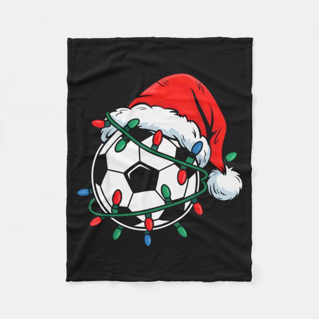 Soccer Ball Santa Hat Xmas Funny Christmas Soccer  Fleecedecke (Vorderseite)