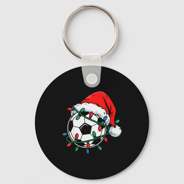 Soccer Ball Santa Hat Xmas Funny Christmas Soccer  Schlüsselanhänger (Vorderseite)