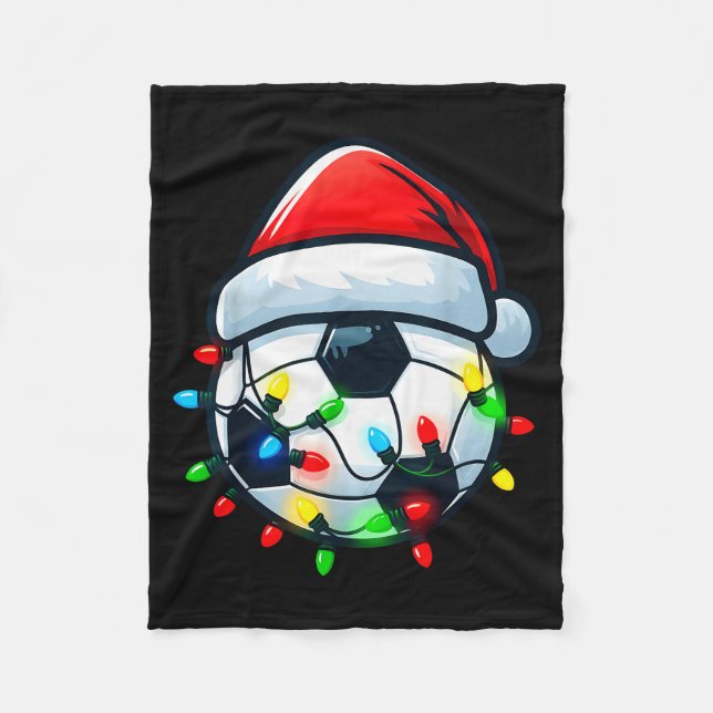 Soccer Ball Santa Hat Xmas Pajamas Players Toddler Fleecedecke (Vorderseite)