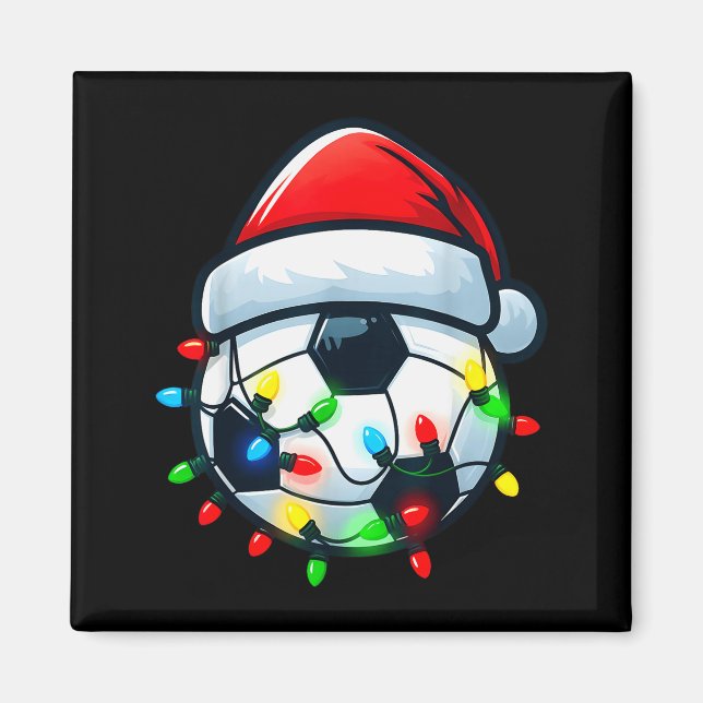 Soccer Ball Santa Hat Xmas Pajamas Players Toddler Magnet (Vorne)
