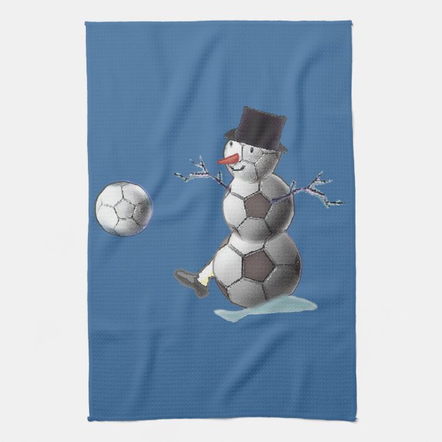 Soccer Ball Snowman Küchentuch (Vertikal)