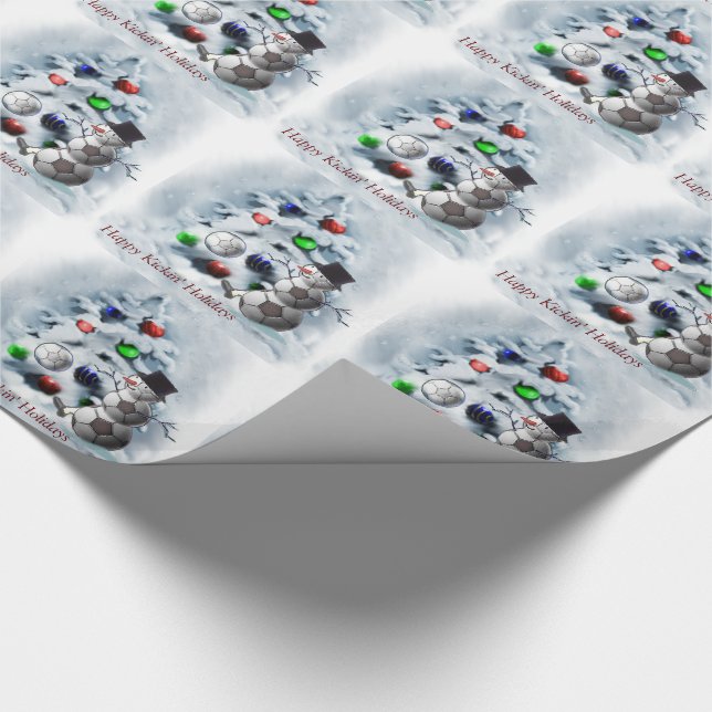 Soccer Ball Snowman Weihnachten Geschenkpapier (Ecke)