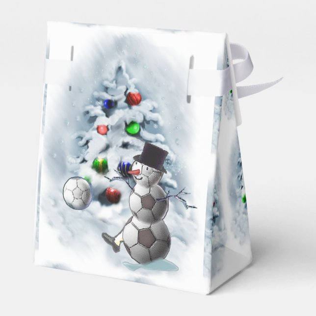 Soccer Ball Snowman Weihnachten Geschenkschachtel (Rückseite)