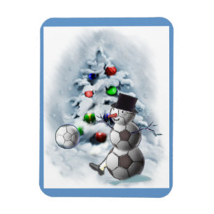 Soccer Ball Snowman Weihnachten Magnet