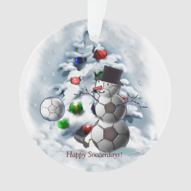 Soccer Ball Snowman Weihnachten Ornament (Vorderseite)