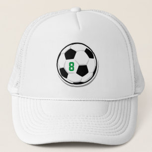 Soccer Ball White Black Green Custom Team Number Truckerkappe