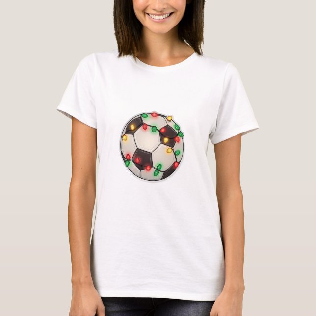 Soccer Ball with Christmas Lights T-Shirt (Vorderseite)