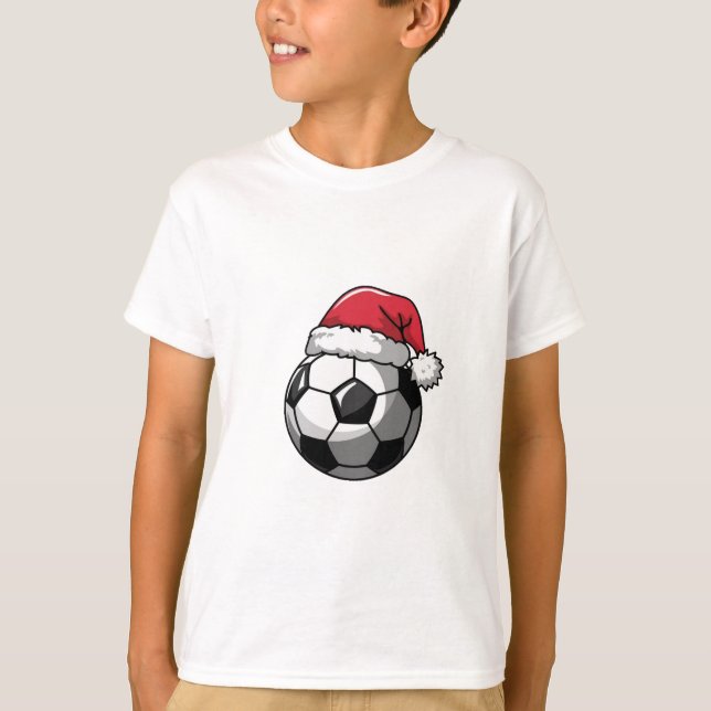 Soccer Ball with Santa Hat T-Shirt (Vorderseite)