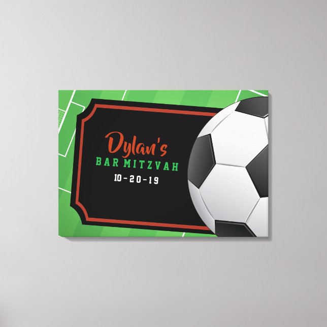 SOCCER Bar Bat Mitzvah Unterschrift an Bord Leinwanddruck (Vorderseite)