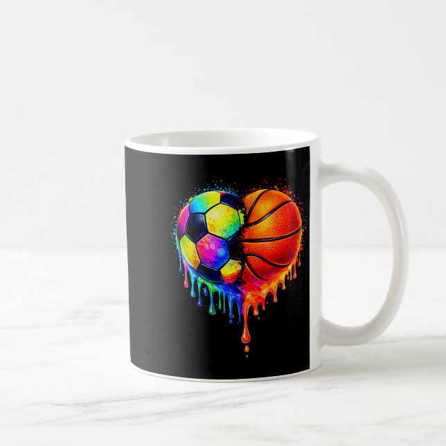Soccer Basketball Drip Heart Srts Valentines Day M Kaffeetasse (Rechts)