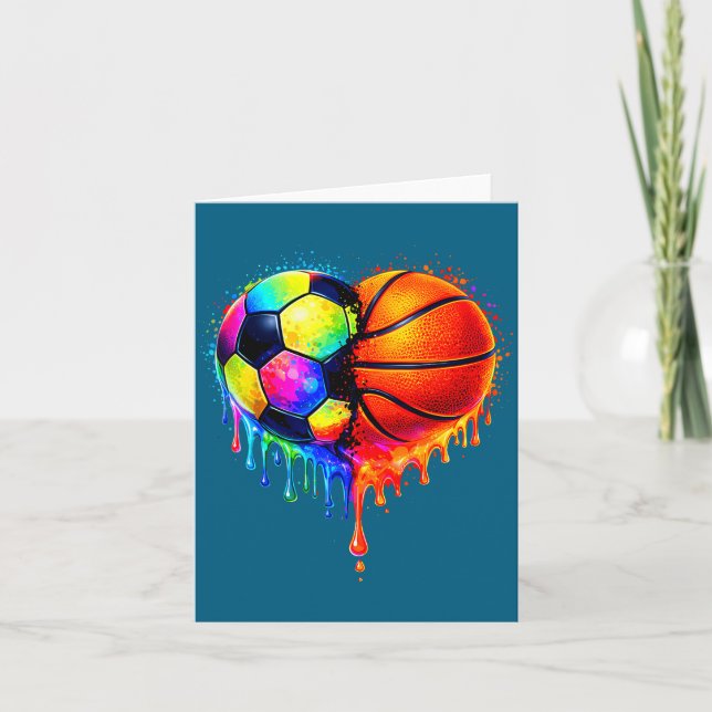 Soccer Basketball Drip Heart Srts Valentines Day M Karte (Vorderseite)