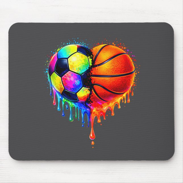 Soccer Basketball Drip Heart Srts Valentines Day M Mousepad (Vorne)