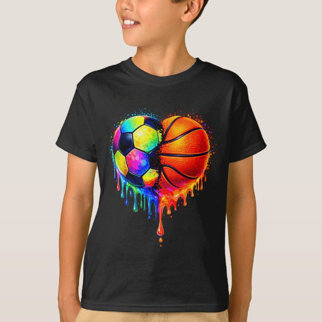Soccer Basketball Drip Heart Srts Valentines Day M T-Shirt (Vorderseite)