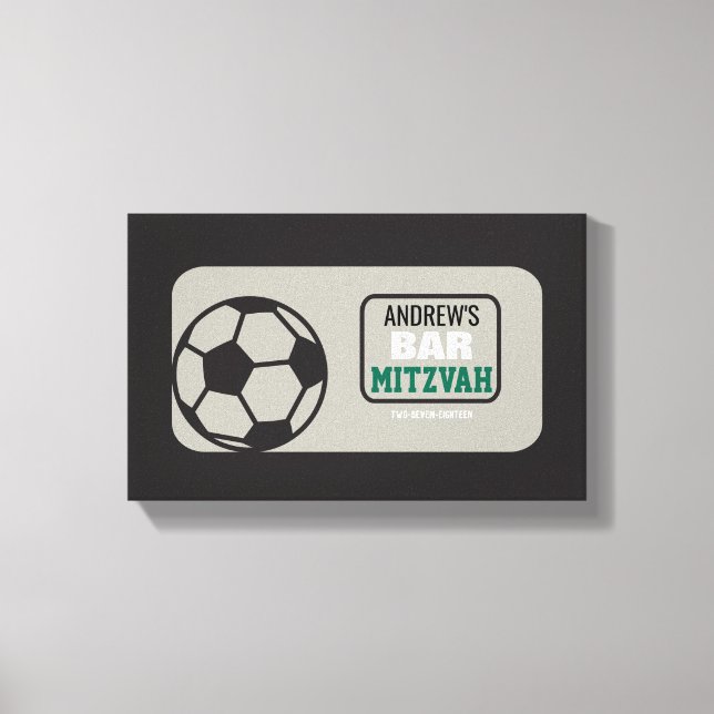 SOCCER Bat Bar Mitzvah Sign-In Memory-Board Leinwanddruck (Vorderseite)