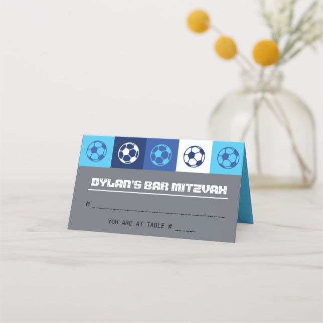 SOCCER-Bat Mitzvah-TischEscortkarte Platzkarte (Vorderseite)