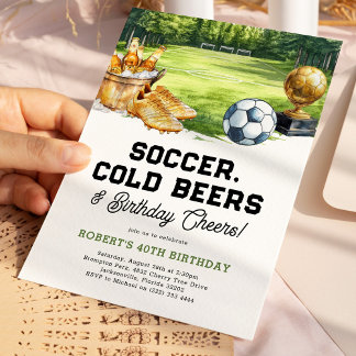 Soccer, Beers & Cheers Adult Birthday Einladung