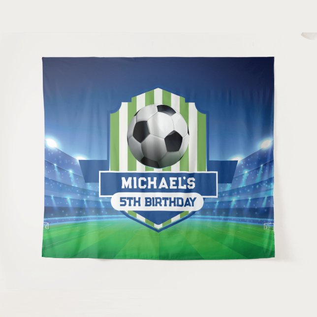Soccer Birthday banner backdrop  Wandteppich (Vorderseite (Horizontal))
