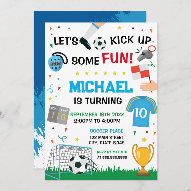Soccer Birthday boy Invitation Einladung (Vorne/Hinten)