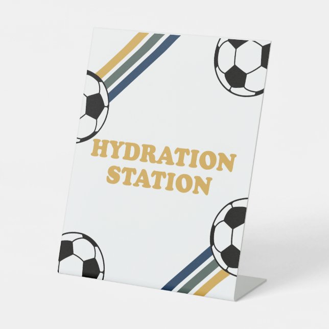 Soccer Birthday Hydration Station trinken Zeichen Sockelschild (Vorderseite)