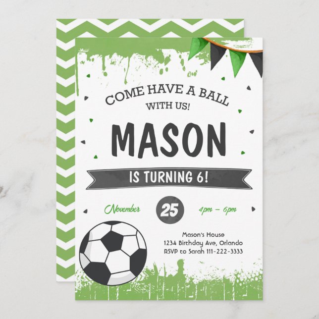 Soccer Birthday Invite Einladung (Vorne/Hinten)
