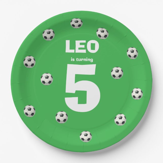 Soccer Birthday Paper Plates Editable Name & Age Pappteller (Vorderseite)