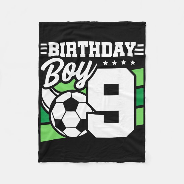 Soccer Birthday Party - 9 Year Old Boy - 9th Birth Fleecedecke (Vorderseite)