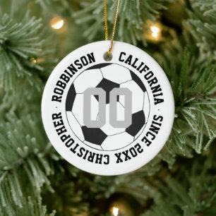 Soccer Black and White Player Modern Keramik Ornament