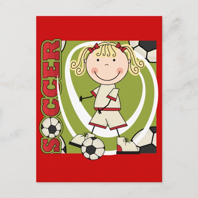 SOCCER - Blond Girl T - Shirt and Gifts Postkarte (Vorderseite)