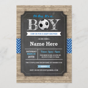 Soccer Blue Boy Baby Showball Einladung