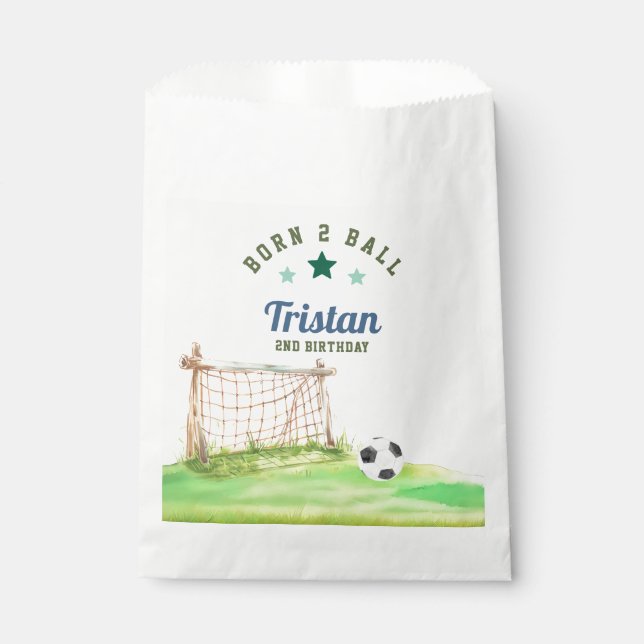 Soccer “Born Two Ball” Second Birthday Geschenktütchen (Vorderseite)