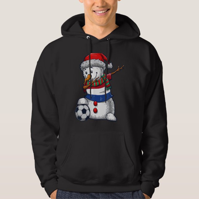 Soccer Boy Dabbing Snowman Christmas Netherlands F Hoodie (Vorderseite)