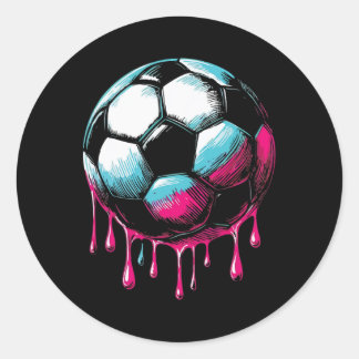 Soccer Byll Drip  Runder Aufkleber