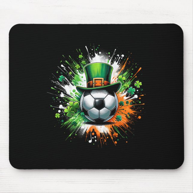 Soccer Byll Leprechaun Hat Irish Kleeblatt Patrick Mousepad (Vorne)