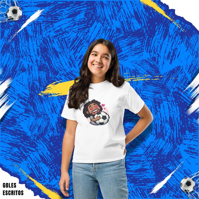 Soccer cartoon brunette man face in love T-Shirt (Von Creator hochgeladen)