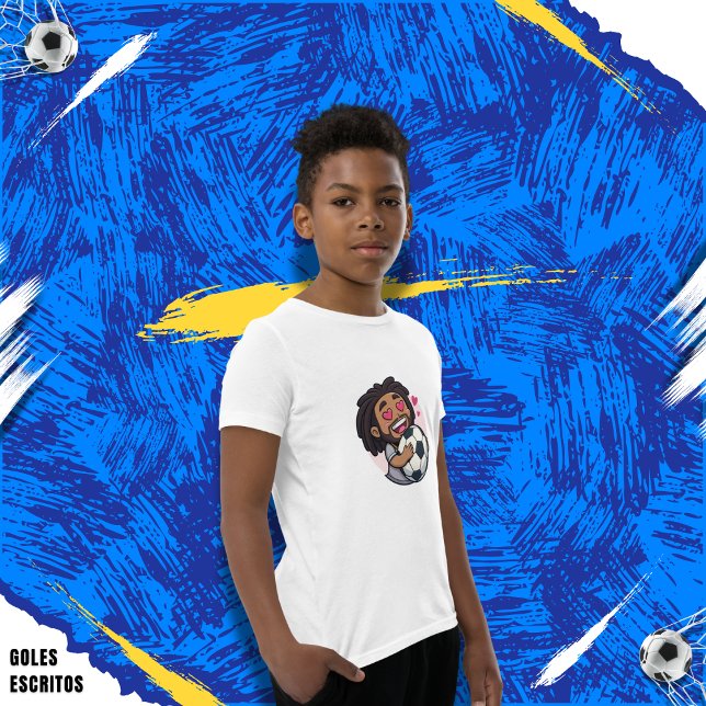 Soccer cartoon brunette man face in love T-Shirt (Von Creator hochgeladen)