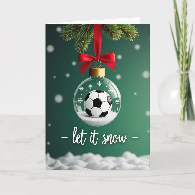 Soccer Christmas Snow Globe Karte (Vorderseite)