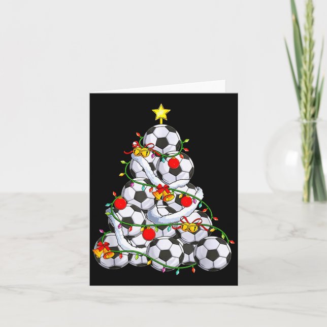 Soccer Christmas Tree Ball Santa Hat Funny Xmas So Karte (Vorderseite)