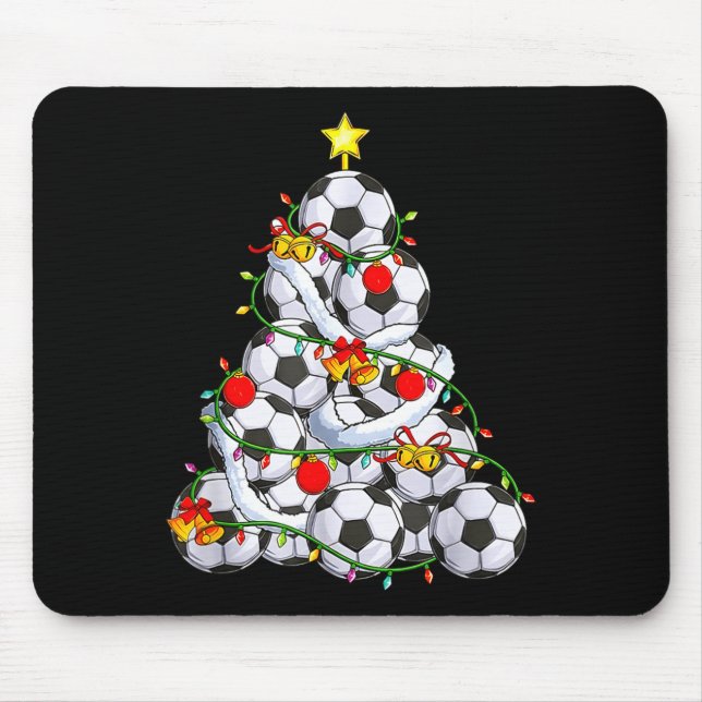 Soccer Christmas Tree Ball Santa Hat Funny Xmas So Mousepad (Vorne)