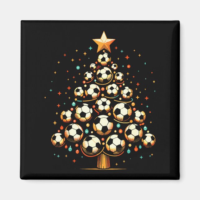 Soccer Christmas Tree Santa Xmas Girls Boys Men Ki Magnet (Vorne)