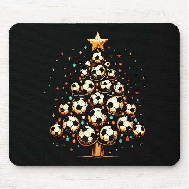 Soccer Christmas Tree Santa Xmas Girls Boys Men Ki Mousepad (Vorne)