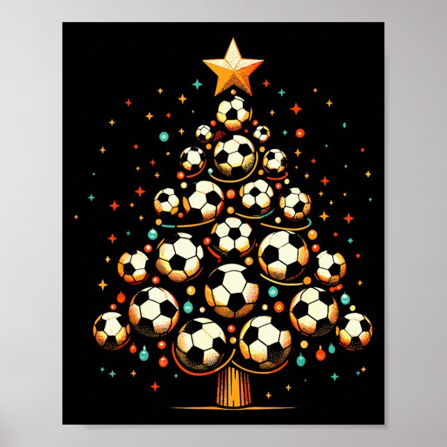 Soccer Christmas Tree Santa Xmas Girls Boys Men Ki Poster (Vorne)