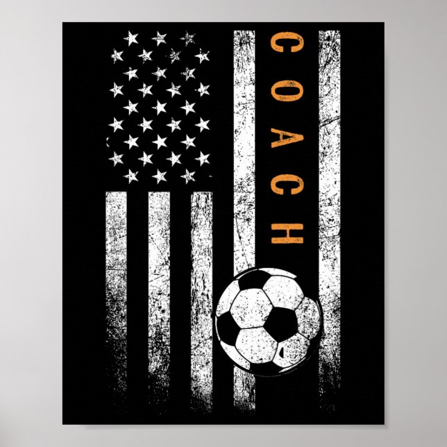 Soccer Coach American Flag Design Soccer Trainer C Poster (Vorne)