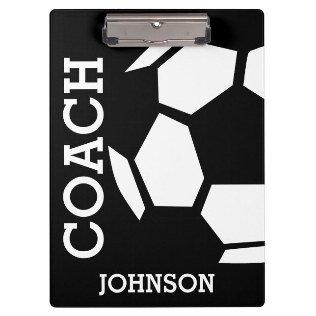 Soccer Coach Personalisiert Trendy Modern stilvoll Klemmbrett (Vorderseite)