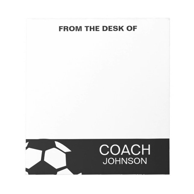 Soccer Coach Personalisiert Trendy Modern stilvoll Notizblock (Vorderseite)