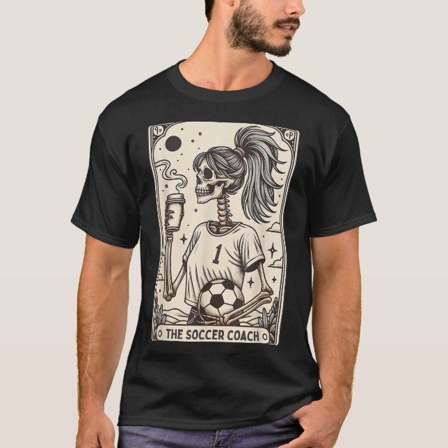 Soccer Coach Tarot Card Halloween Skeleton Soccer  T-Shirt (Vorderseite)