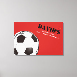 SOCCER COLORED Bar Bat Mitzvah Sign in Board Leinwanddruck