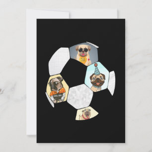 Soccer Cool Dog Pug Life Pug Birthday Cute Pug Dankeskarte