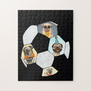 Soccer Cool Dog Pug Life Pug Birthday Cute Pug Puzzle