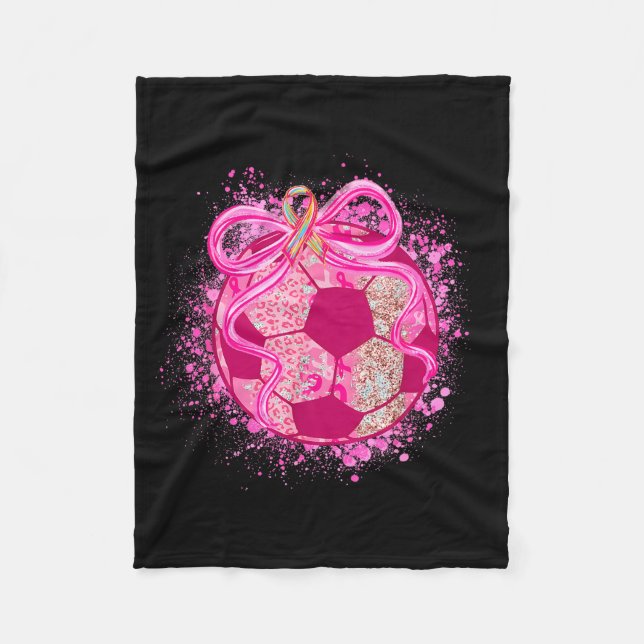 Soccer Coquette Bow Breast Cancer Awareness Nk Rib Fleecedecke (Vorderseite)