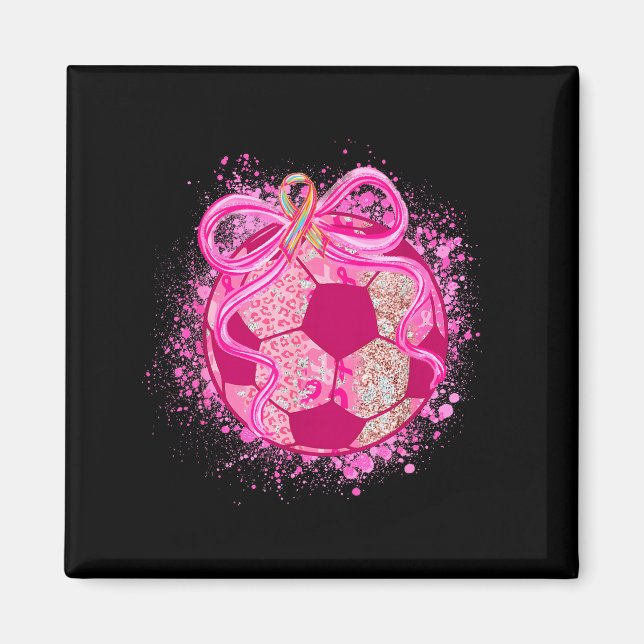 Soccer Coquette Bow Breast Cancer Awareness Nk Rib Magnet (Vorne)